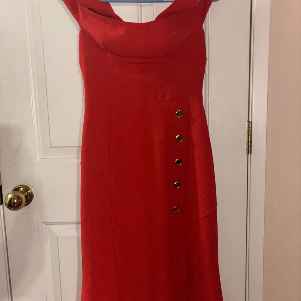 Elegant Orange Dress with Button Detail